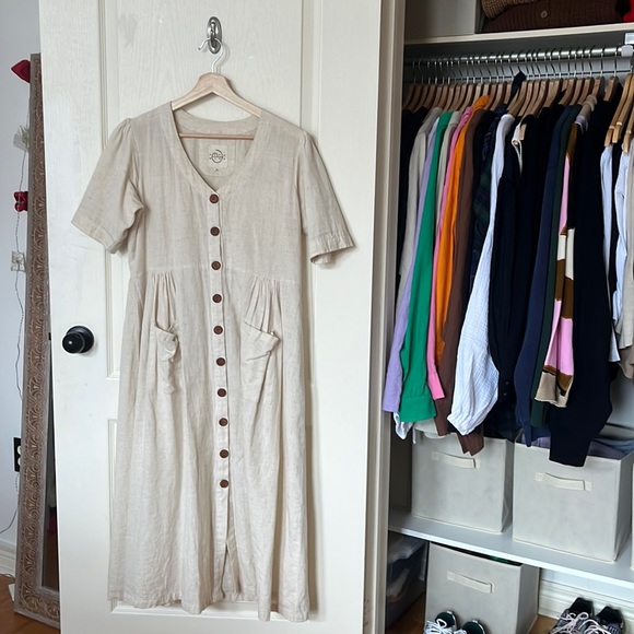pana mina Dresses & Skirts - EUC slow fashion pana Mina linen cotton beige dress in size M